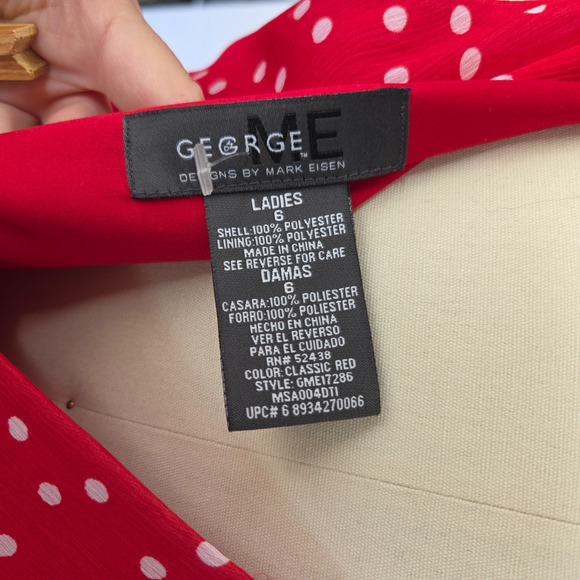 Vintage Y2K does 50s Red Polka Dot Fit & Flare Dress Size 6 V Neck Pin Up Retro - Picture 9 of 9